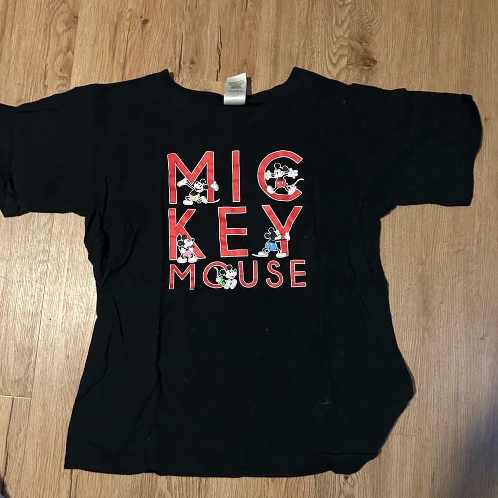 Disney Black Mickey Mouse Geometric Short Sleeve Tee